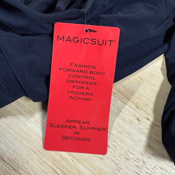 Magicsuit NWT Bianca One Piece Romper Swimsuit Black Size 14 Halter Wireless Bra - Picture 5 of 11